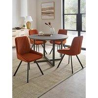 The Very Collection Harlem Black Oak Round Dining Table With 4 Marlow Rust Chairs - Fsc Certified