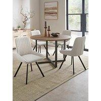 The Very Collection Harlem Mid Oak Round Dining Table With 4 Marlow Boucle Chairs - Fsc Certified