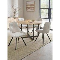 The Very Collection Harlem Light Oak Round Dining Table With 4 Marlow Boucle Chairs - Fsc Certified