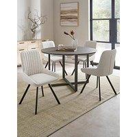 The Very Collection Harlem Black Oak Round Dining Table With 4 Marlow Boucle Chairs - Fsc Certified