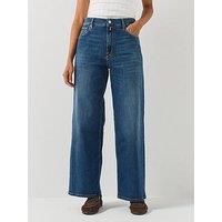Replay Womens Cary Wide Leg Stretch Jeans - Blue