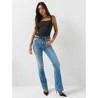 Replay Womens Joella Flare Mid-Rise Stretch Jeans - Blue
