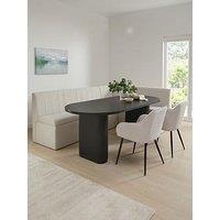 The Very Collection Sander Corner Storage Booth In Boucle With Carina 200Cm Black Dining Table & 2 Alisha Boucle Chairs