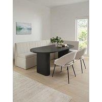 The Very Collection Sander Corner Storage Booth In Boucle With Carina 200Cm Black Dining Table & 2 Aurelia Boucle Chairs