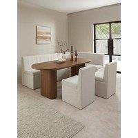 The Very Collection Sander Corner Storage Booth In Boucle With Carina 200Cm Mid Oak Dining Table & 2 Sander Chairs