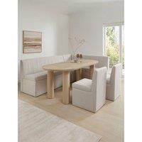 The Very Collection Sander Corner Storage Booth In Boucle With Arley Oval Dining Table & 2 Sander Chairs