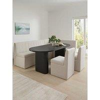 The Very Collection Sander Corner Storage Booth In Boucle With Carina 200Cm Black Dining Table & 2 Sander Chairs