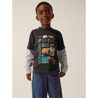Monsoon Boys' Great Outdoors Layered Graphic Long Sleeve T-Shirt - Grey