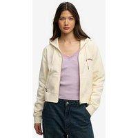 Superdry Essential Logo Cropped Zip Hoodie - White