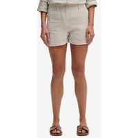 Superdry Mid Rise Linen Shorts - Cream