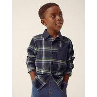 Monsoon Boys Neon Contrast Check Shirt - Blue