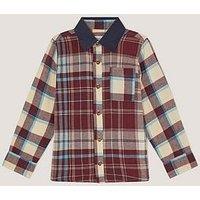 Monsoon Boys' Patchwork Check Long Sleeve Shirt With Contrast Collar