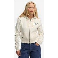 Superdry Athletic Essentials Relaxed Crop Zip Hoodie - White