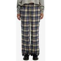 Superdry Cotton Check Elastic Trousers - Cream/Navy Check