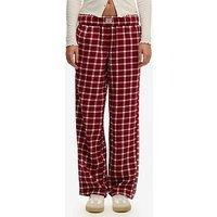 Superdry Cotton Check Elastic Trousers - Red