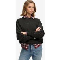 Superdry Script Brand Loose Crew Sweatshirt - Black