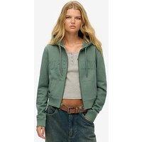 Superdry Athletic Essentials Tonal Cropped Zip Hoodie - Green