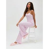 Boux Avenue Floral Waffle Cami Pyjama Set - Pink Mix