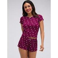 Boux Avenue Bow Rib Short Pj Set - Plum