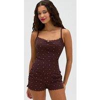 Boux Avenue Daisy Pointelle Cami Pj Set - Brown Mix