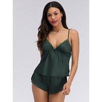 Boux Avenue Kaya Satin Cami Set - Deep Green