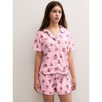 New Look 915 Girls Teddy Bear Print Button Through Pyjama Set - Pink