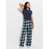 New Look 915 Girls Ribbed Heart Motif Navy Check Pyjama Set - Navy