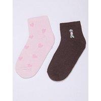 Boux Avenue 2 Pack Dalmatian Knitted Trainer Socks - Pink Mix