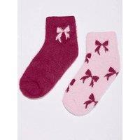 Boux Avenue Women'S Bows Feather Cosy Trainer Socks 2 Pack - Pink