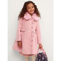 Monsoon Girls Smart Frill Trim Coat - Pink