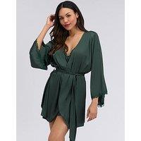 Boux Avenue Kaya Satin Robe - Deep Green