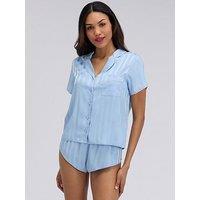 Boux Avenue Stripe Satin Short Pj Set - Blue Mix