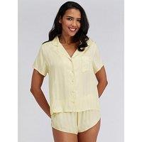 Boux Avenue Stripe Satin Short Pj Set - Yellow Mix