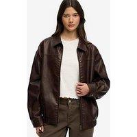 Superdry Collared Oversized Bomber Jacket - Brown