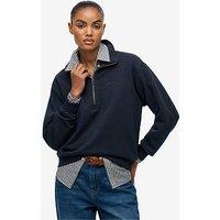 Superdry Essential Logo Garment Dye Half Zip Sweatshirt - Navy