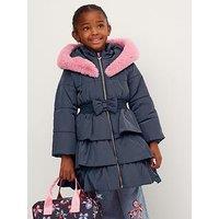 Monsoon Girls Padded Taylor Tiered Coat - Navy