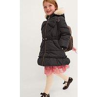 Monsoon Girls Padded Big Bonita Bow Coat - Black