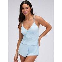 Boux Avenue Rib Lace Trim Cami Set - Light Blue