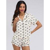 Boux Avenue Spot Satin Short Pj Set - Ivory Mix