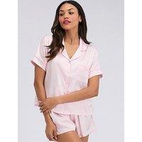 Boux Avenue Stripe Satin Oversized Pj Set - Pink
