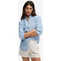 Superdry Premium Linen Button Down Slim Shirt - Blue