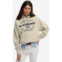 Superdry Luxe Casual Embroidered Relaxed Hoodie - Cream