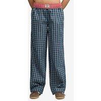 Superdry Mini Check Cotton Trousers - Navy