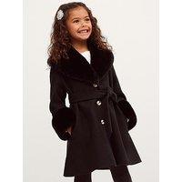 Monsoon Girls Smart Shawl Belted Coat - Black
