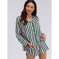 Boux Avenue Stripe Oversized Short Pj Set - Deep Green