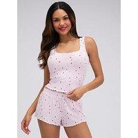 Boux Avenue Floral Rib Vest Short Pj Set - Pink Mix