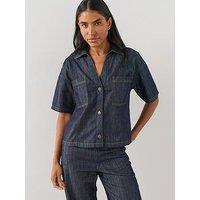 The Very Collection Women'S Short Sleeve Denim Co-Ord Shirt - Dark Wash