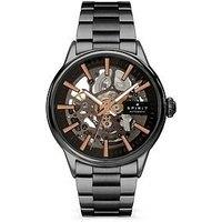 Spirit Gents Skeleton Automatic Black Plated Bracelet Watch