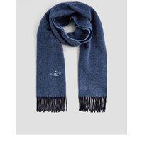 Hackett Mens Twill Wool Cashmere Fringed Scarf - Navy