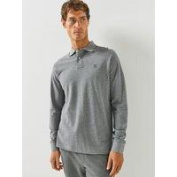 Hackett Heritage Small Logo Long Sleeve Polo Shirt - Grey